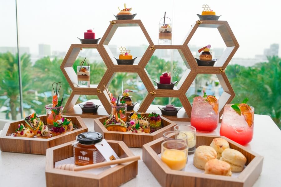 shahd honey afternoon tea experience at Osmo bar and lounge hilton abu dhabi
