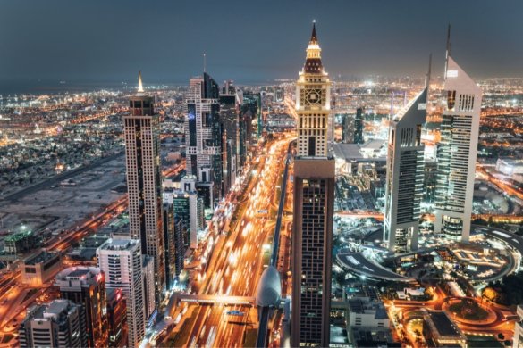 A view down Sheikh Zayed Road the main road through the city of Dubai