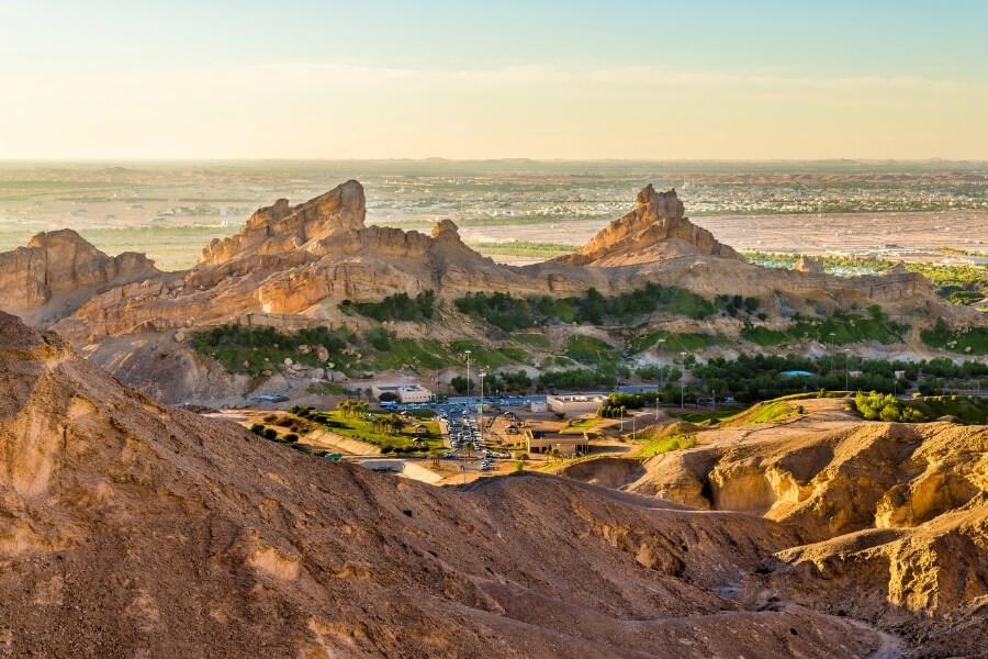 View of Al Ain from Jebel Hafeet, overlooking Green Mubazzarah