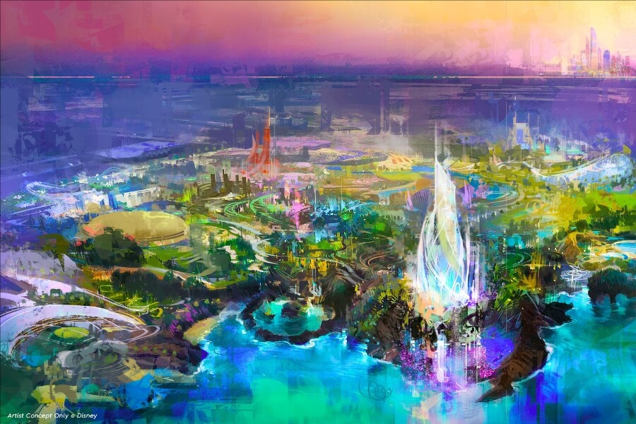 an artisit rendering of the new Disney theme park to be built on Yas Island Abu Dhabi